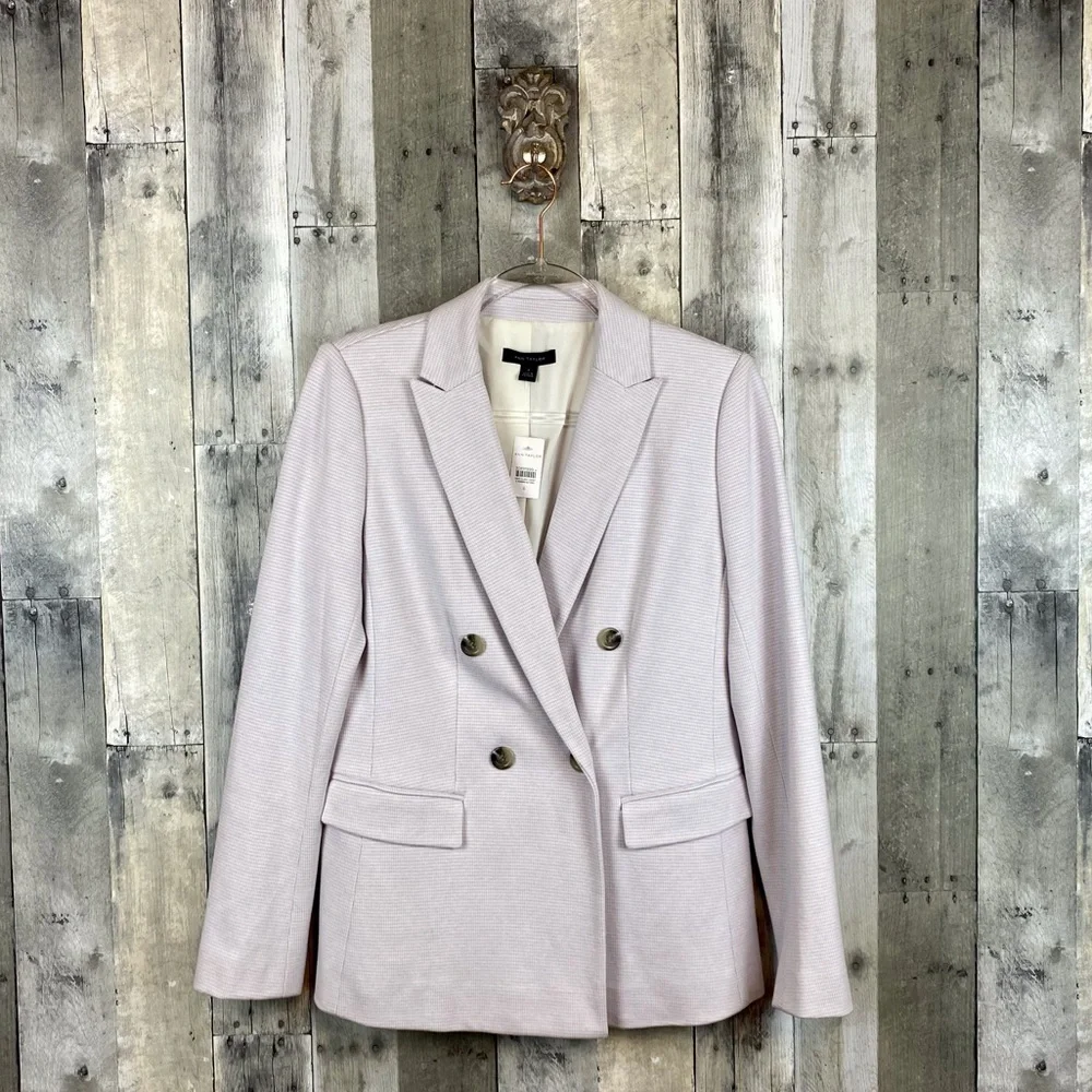 Ann Taylor Lavender Houndstooth Plaid Print Blazer Size 6 NWT! - Picture 3 of 14